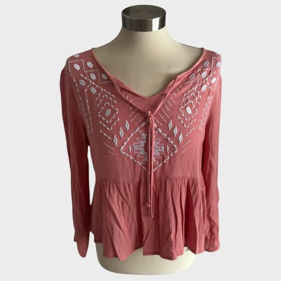 Massini Womens Medium Pink Shirt 100% Rayon Embroidery Ties - Picture 1 of 7